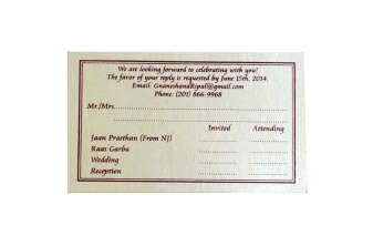 Matching RSVP Card without Envelope Top View