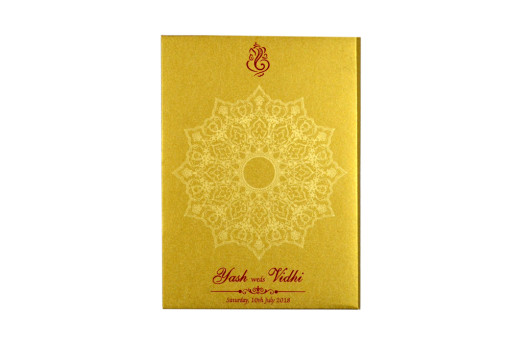 Red Satin Cloth Hindu Wedding Card GC 2074