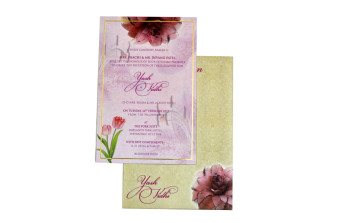 Floral Theme Pink Engagement Wedding Card GC 2098