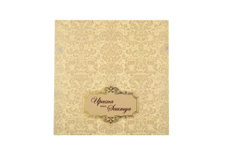 Designer Padded Wedding Card LM 109 Biscuit