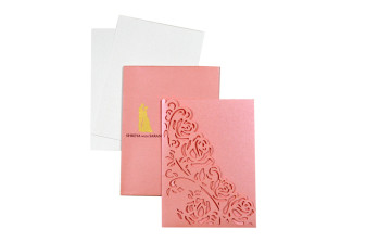 Designer Laser Cut Wedding Card LM 135 Pink