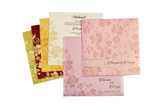Baby Pink Floral Wedding Card PR 541