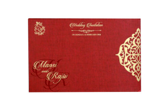 Centre Fold Padded Wedding Card RB 1442 RED