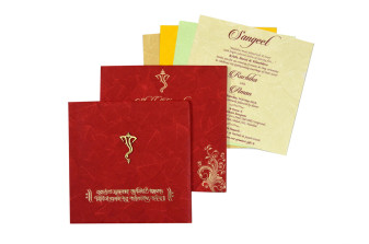 Padded Hindu Wedding Card RB 1443 RED