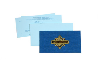 Small Size Blue Jute Padded Wedding Card RN 2236